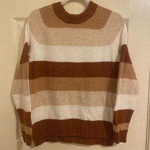 Size Small Brown and Beige Time and Tru Cowl Neck Striped Sweater